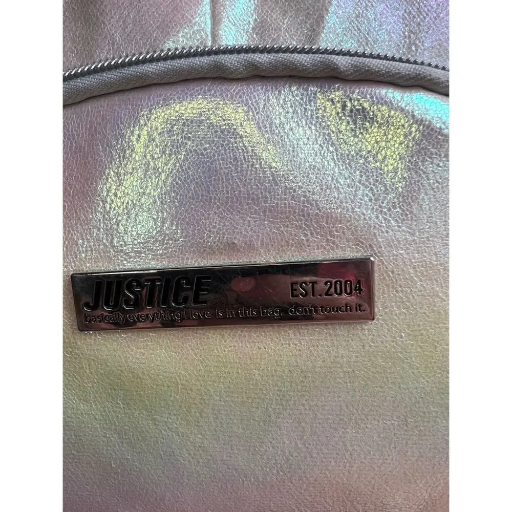 Justice Back to School Back Pack White Shiny “Make Today Awesome” Book Bag